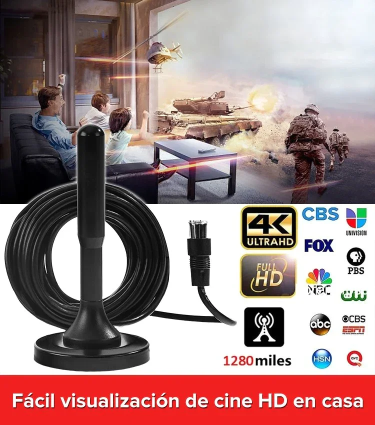 Antenna Per Smart Tv Indoor 4K 1080P Hdtv Hd Antenna Tv Digitale Con Base Magnetica Antenna A Onda Di Terra 174 ~ 240Mhz 470 ~ 862Mhz