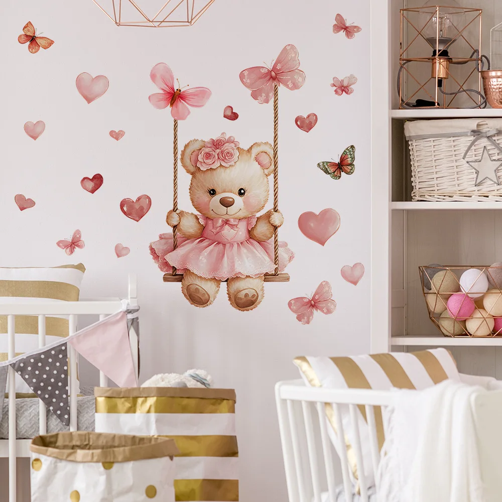 Bear Swing Butterfly Decor Wall Stickers 5