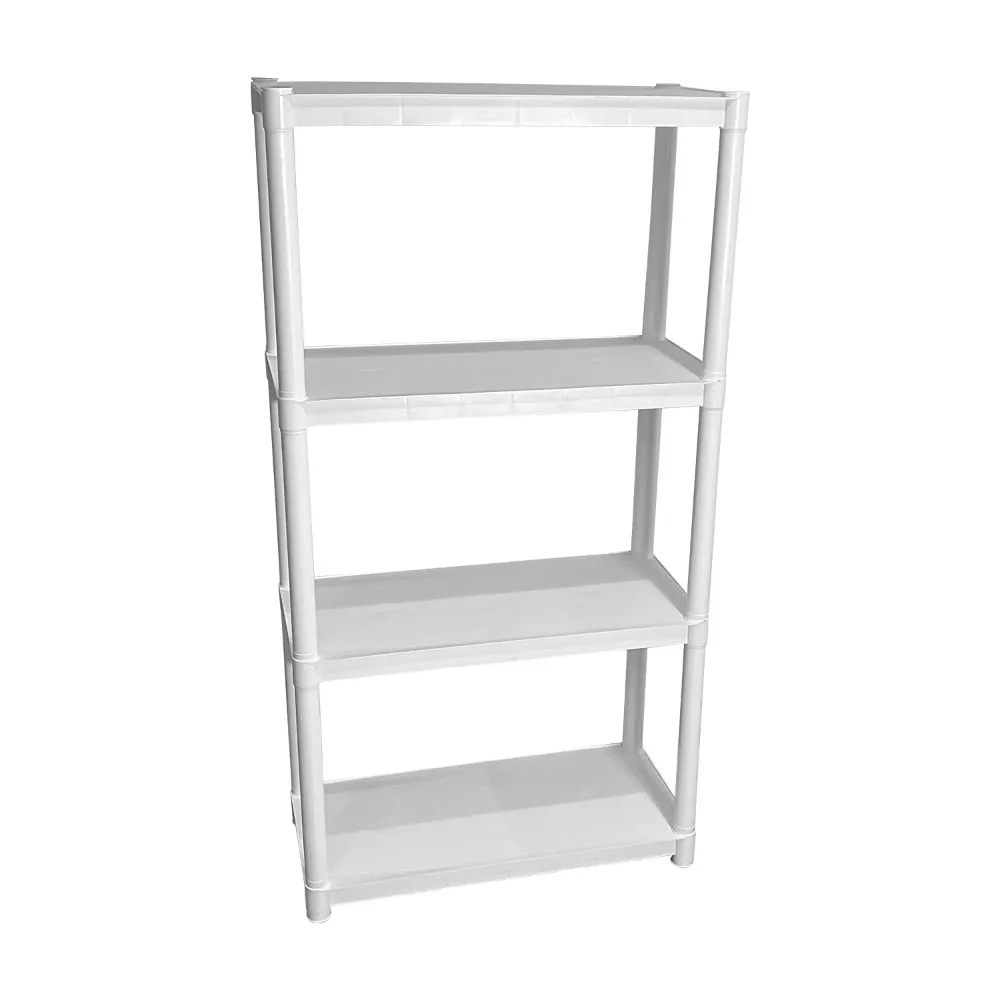 

4-Shelf Plastic Garage Shelves, White The Reinforced Solid Shelf Storage Makes This Shelf Elegant