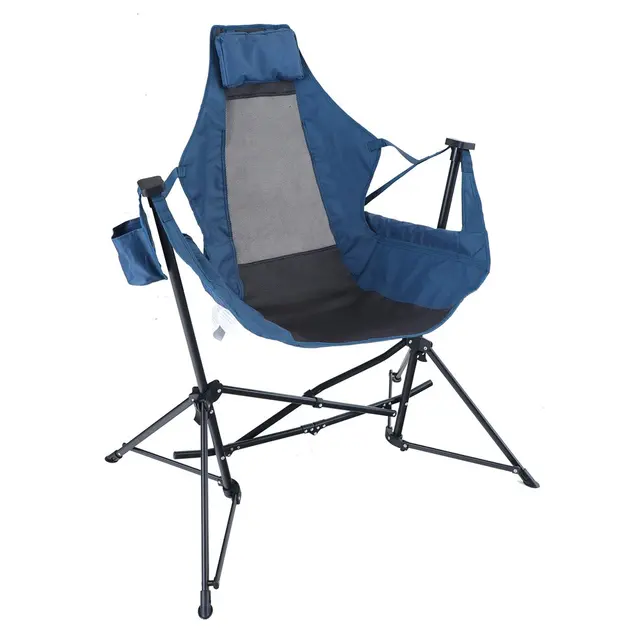 Outdoor Camping Hiking Fishing Portable High Chair Nature's  Foldable Hammock Camping Chair with Cup Drink Holder, Blue US Overs 1