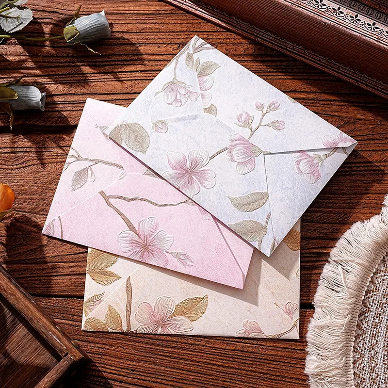 Kraft Paper Envelopes Mailing Envelopes Mini Envelopes 5pcs Vintage Brocade Envelopes Retro Floral Envelope for Letter Writing Kawaii Gift Package Kawaii Wedding Invitation Card Cover