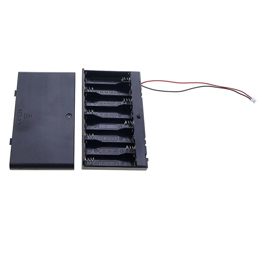 YuXi 1개 AA 배터리 보관함 케이스 8 슬롯 배터리 홀더 터미널 와이어 포함 SM Dupont PH2.0 XH2.54 USB 플러그