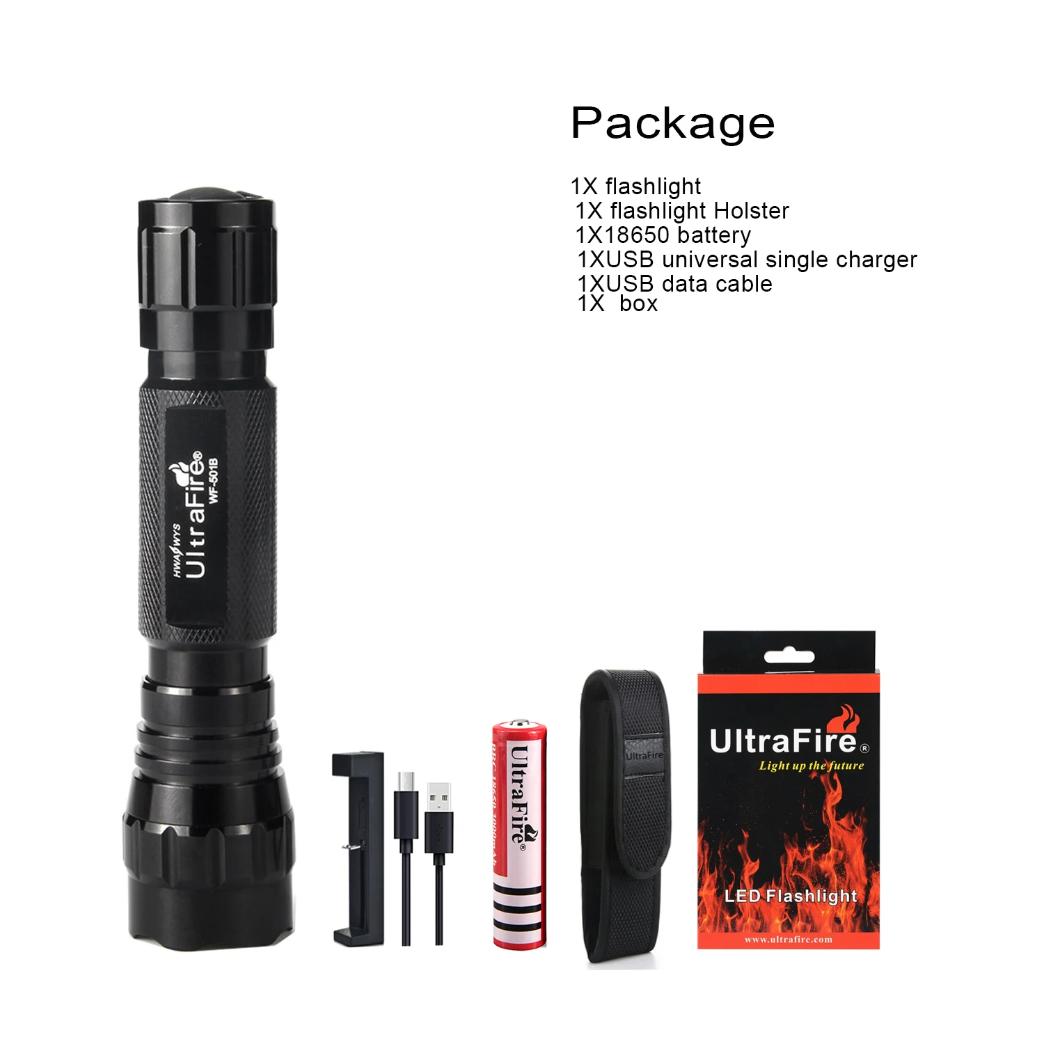 

UltraFire WF-501B XM-L T6 L2 V6 Tactical Flashlight Powerful Waterproof Lantern Outdoor Camping Lights 18650 Rechargeable Batter