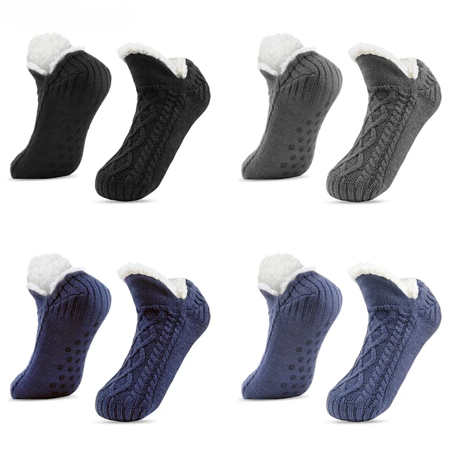 Chaussons Chaussettes Femme Homme, Chaussettes Pantoufles, Chaussette  Polaire Tricotées Antidérapantes pour Hiver Chaud