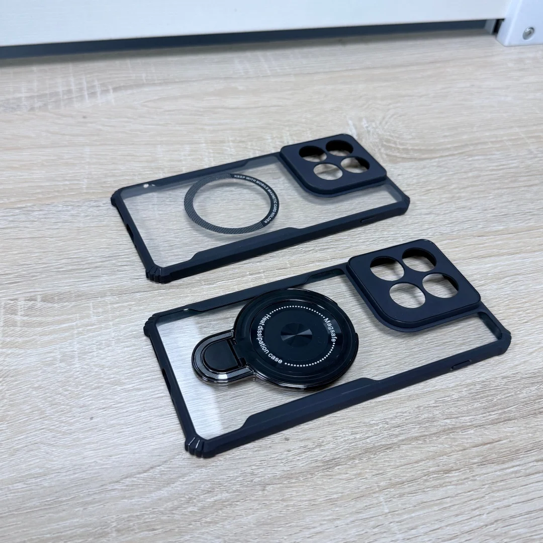 Acrylic TPU Transparent Magnetic Bracket Back Cover with Air Shockproof Bumper