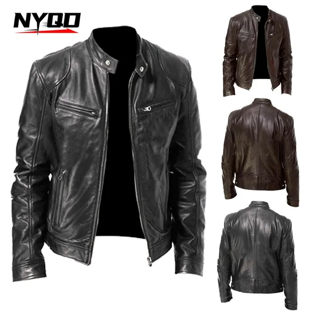 Motorcycle Jacket Men PU Leather Moto Motocross Jacket Four Season Motorbike Racing Riding Jacket Chaqueta Moto Black