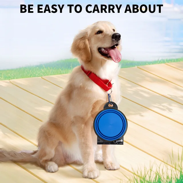 1-piece 2-in-1 foldable dual bowl feeding bowl portable outdoor travel dog and cat drinking bowl 2
