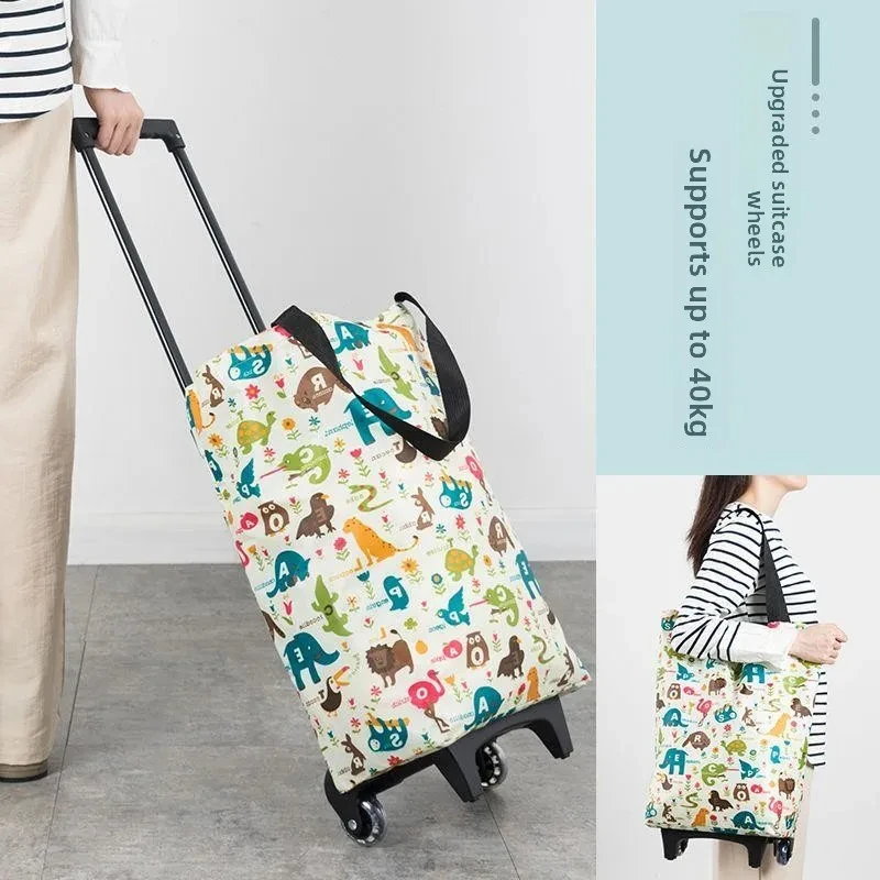 Foldable Oxford cloth shopping cart, large-capacity handheld premium bag – for outdoor, commercial, grocery & delivery.