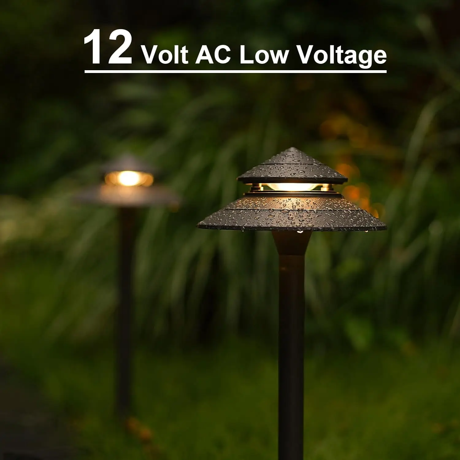 Pathway Lights Kits 3W LED 8PK Outdoor Low Voltage Landscape Lighting 180 Lumen Hardwired 2 Tier Pagoda Path Light 3000K Warm Wh 5