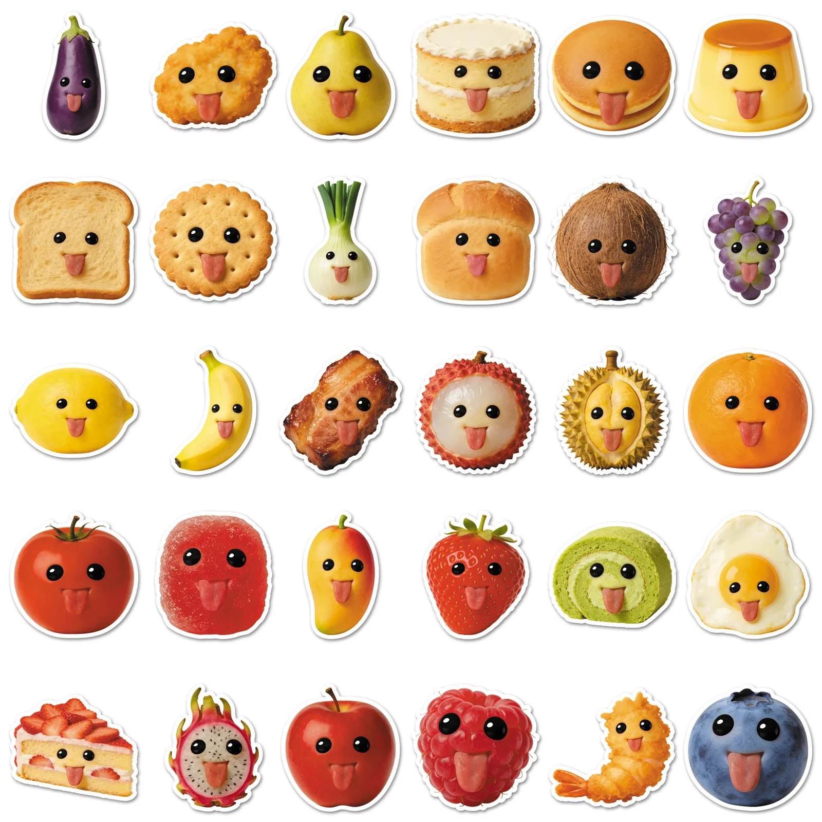 60PCS 추상 음식 재미 감정 그래피티 스티커 방수 장식 DIY 휴대폰 케이스 헬멧 기타 노트북용