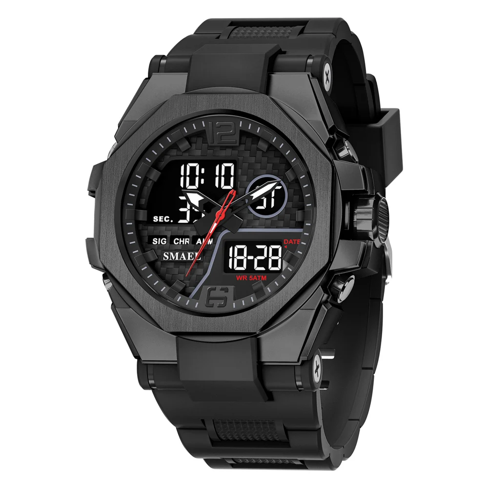 SMAEL Dual Display Digital Watch for Men Waterproof Outdoor Sports Stopwatch Alarm Waterproof Quartz Electronic Wristwatches - 2