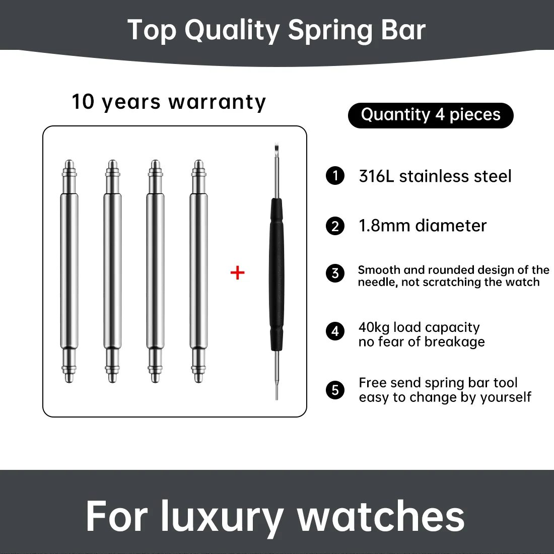 Maikes Premium Quick Release Stainless Steel Spring Bars