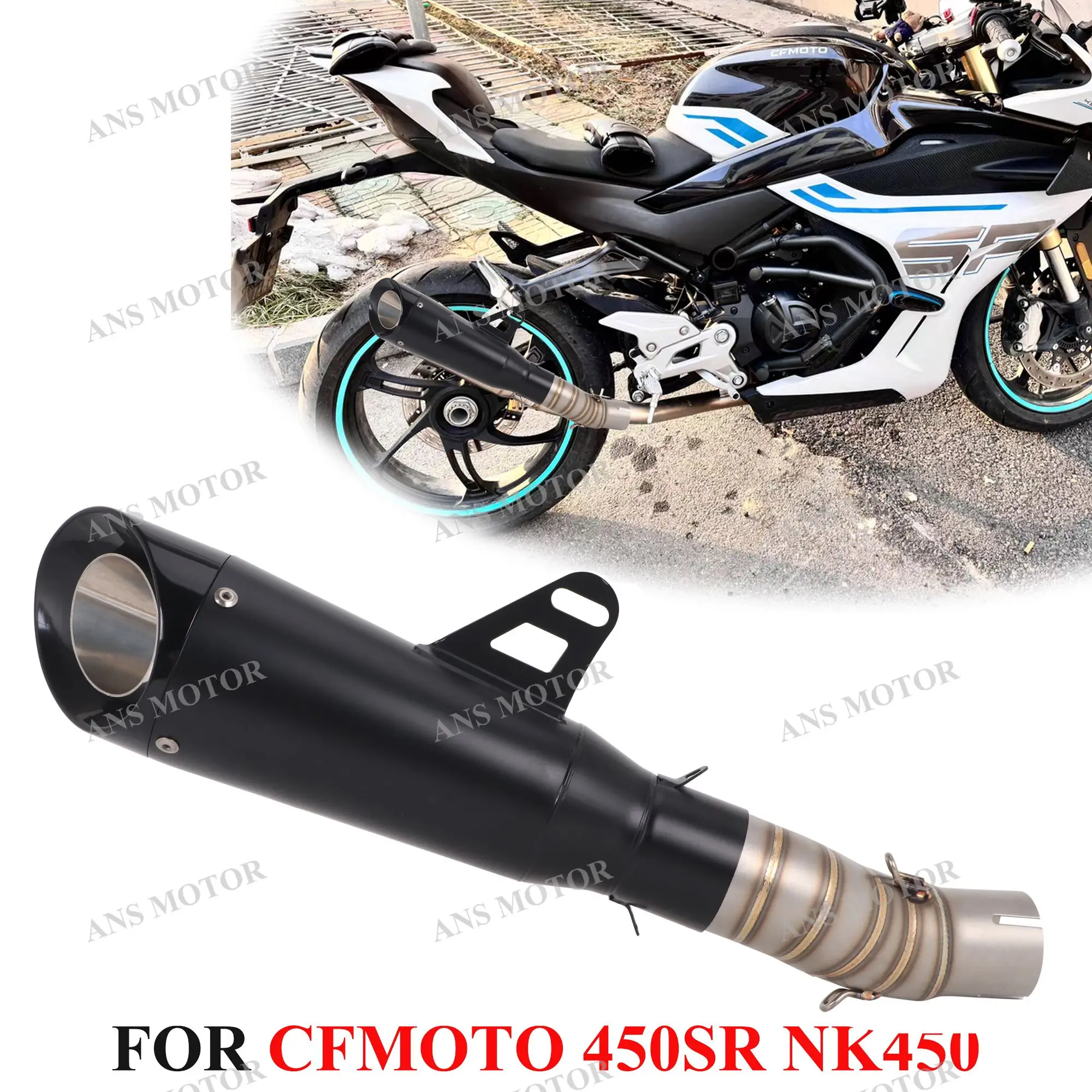 

Выхлопная труба для мотоцикла CFMOTO 450SR 450NK 2022 -2024, среднее звено, выхлопная труба 51 мм 450SR, Черная