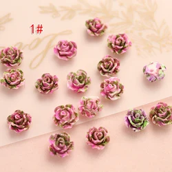 Set of 100 Miniature Resin Rose Flatback Cabochons for Crafting and Decoration (1. pink and green)