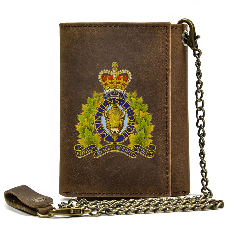 

Genuine Leather Men Wallet Anti Theft Hasp With Iron Chain Canada Maintiens Le Droit Cover Card Holder Rfid Short Purse