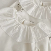 New autumn baby clothing, 0-2 year old girls, lotus collar flower solid color top, T-shirt 4