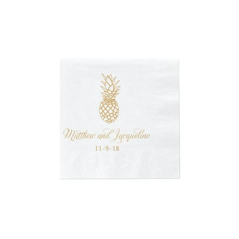 

Pineapple Wedding Napkins, Rehearsal Dinner, Engagement Party, Custom Bar Napkins, Custom Wedding Napkins - Tropical Wedding