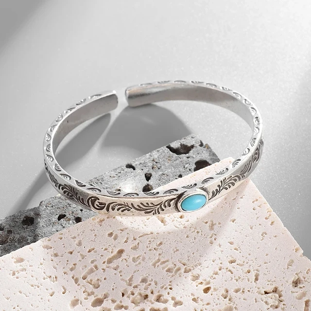 アクセサリー Indian Jewelry Silver Turquoise Bangle Indian Jewelry Turquoise 7-Row Silver Bangle | eBay