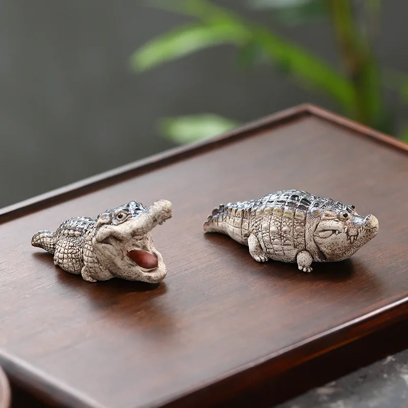 Tea Pet Ornaments Purple Sand Handmade Little Crocodile