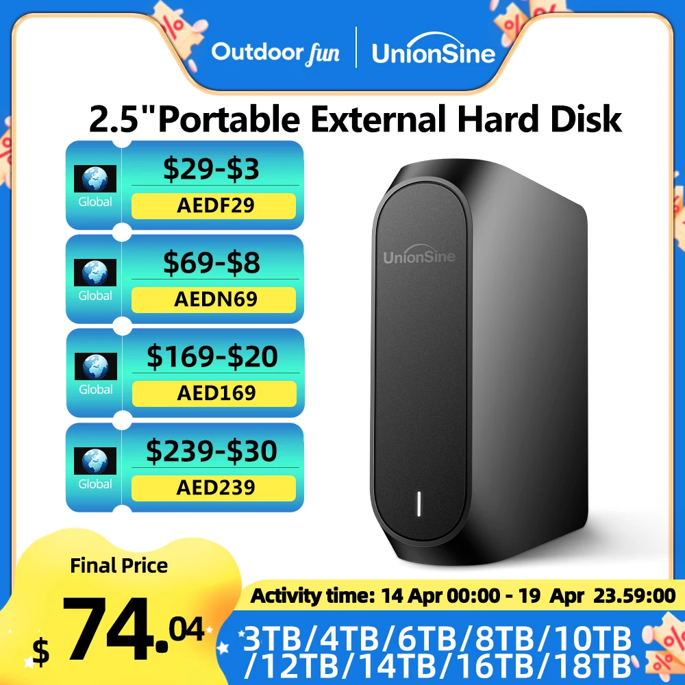 UnionSine Disque Dur Externe 6 To 3,5" USB 3.0 HDD Copatible PC/Ordinateur De Bureau/Ordinateur