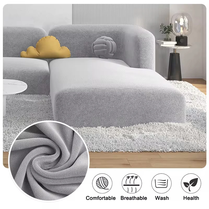Velvet Sofa Cover Elastic 1/2/3/4 Seater Sofa Covers  Protector For Living Room Velvet Plush L Shaped Corner Solid Couch Cover 6