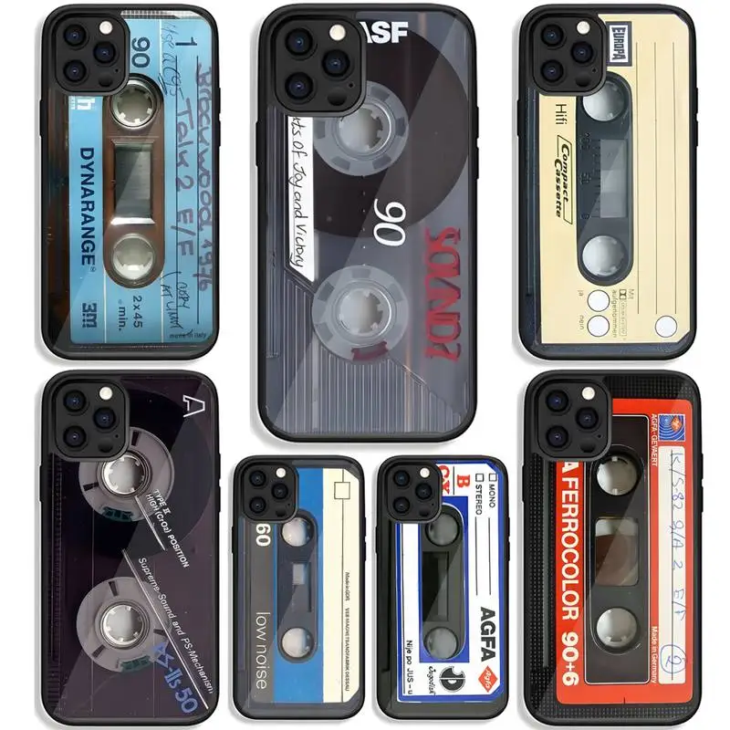Fita Cassette Vintage Estilo Retro Para Phone Case Pc + Tpu Per Samsung S7 S8 S9 S10 S20 S30 Edge Plus Note 5 7 8 9 10 20 Pro Shell