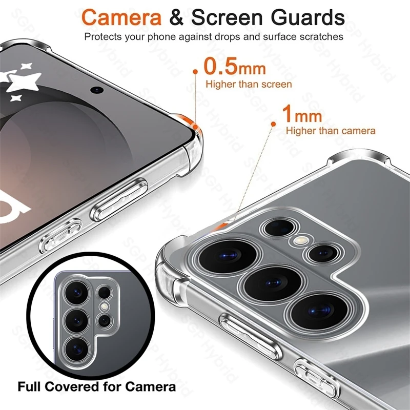 Clear Soft Silicone Shockproof Armor Cover with Anti-Yellowing and Airbag Protection