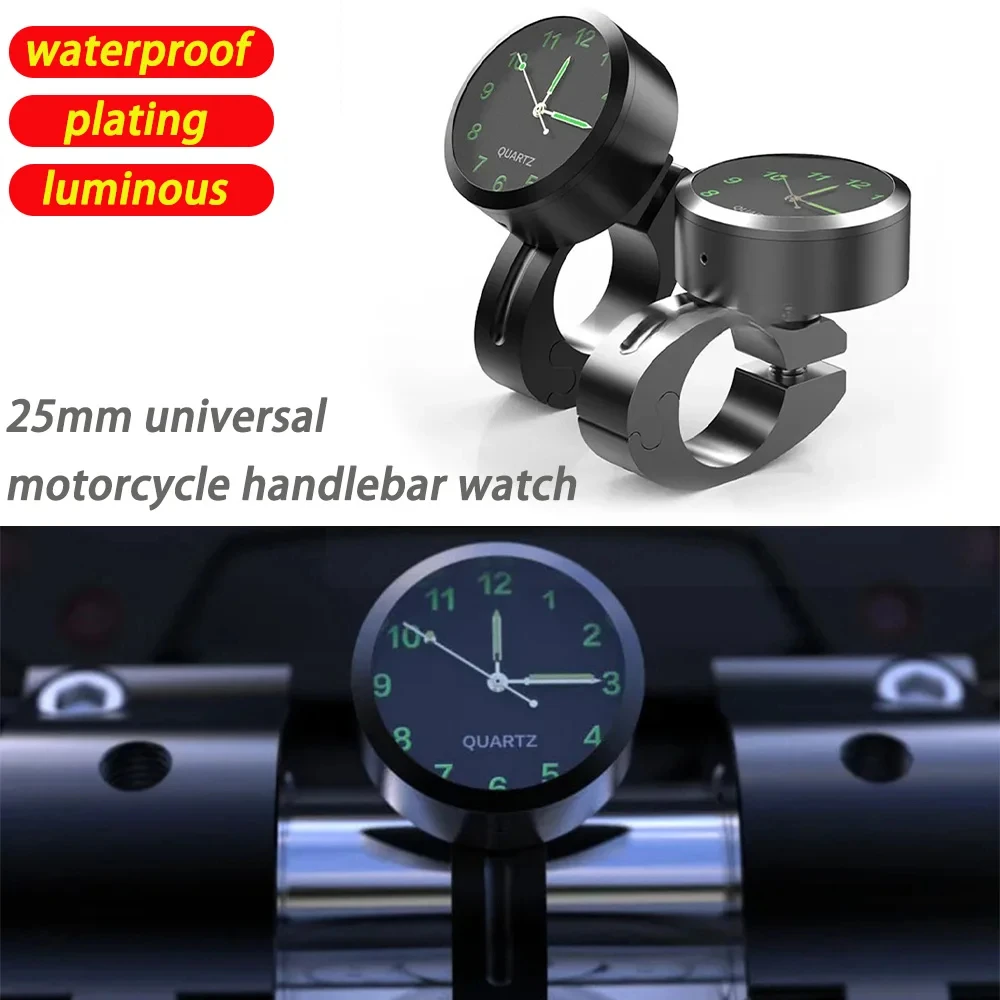 

motorcycle handlebar watch Motorcycle accessories 25mm universal Mount Quartz clock Watch luminous clock waterproof plating