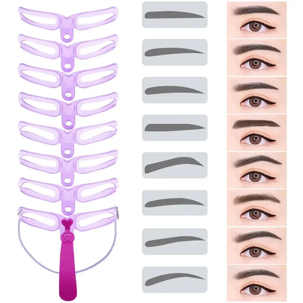 8 in 1 Reusable Eyebrow Stencil Shaper Stamp Template Eyebrows Shape Set Eye Brow Makeup Tools makeup tools,eyebrow stencil tool,eye makeup tools