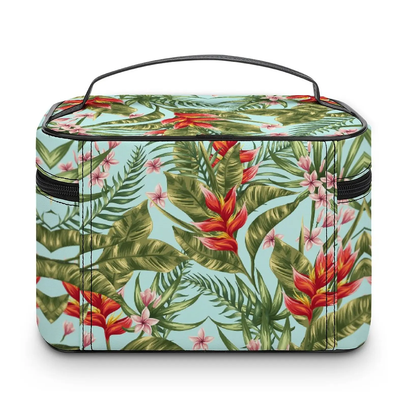 Customized Pattern Makeup Bag Outdoor Travel Makeup Bag Women Multifunction Cosmetic Bag Tropical Forest Style Wash Bag