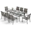 Patio Chairs and 1 x 83 Large Rectangle Dining Table, Outdoor Furniture Set for Deck Garden Backyard Lawn, Garden Sofas 4