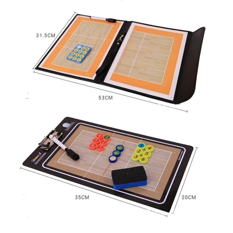 2 In 1 Foldable Volleyball Board Coaching Clipboard With Marker Pen Magnetic Tactical Notebook Game Training Teach Equipment volleyball ball volleyball trainer