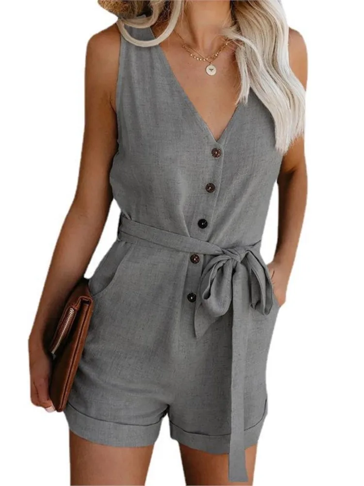 Women Jumpsuit Summer Short Bat Sleeve V Neck Backless Casual Pants Romper High Streetwear For Women
