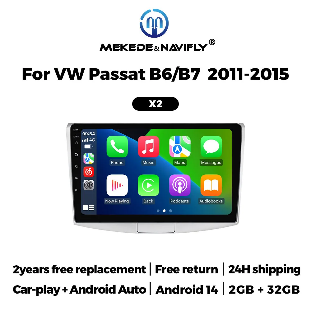 Autoradio Android 10" Pour VW Passat 2011-2015 - CarPlay/Android Auto - 4G+WiFi, 4Go+64Go - GPS, Caméra Recule - 8