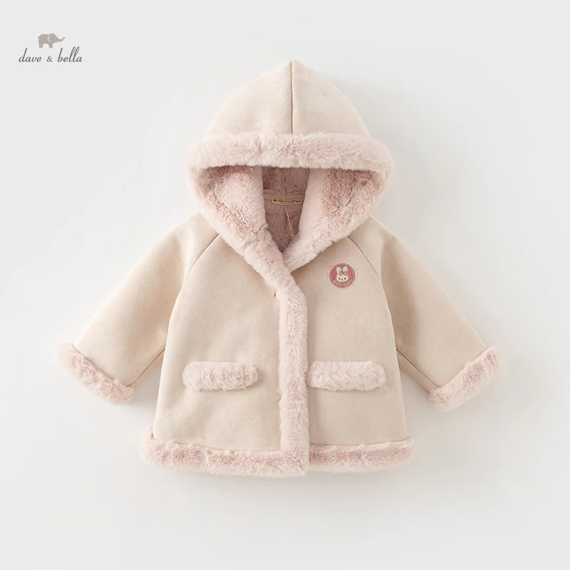 Dave Bella Hoodie for Girls Boy Children's Pink Jackets Warm Fur