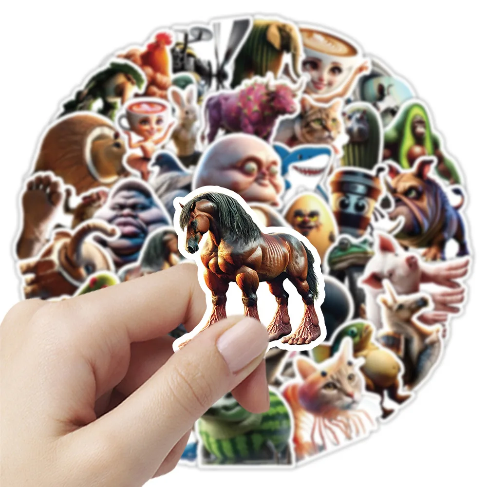 10/50PCS AI Abstrakte Brainrot Abstrakte Aufkleber Tung Tung Sahur Lustige Graffiti Personalisierte Kreative Aufkleber Spielzeug für Schreibtisch