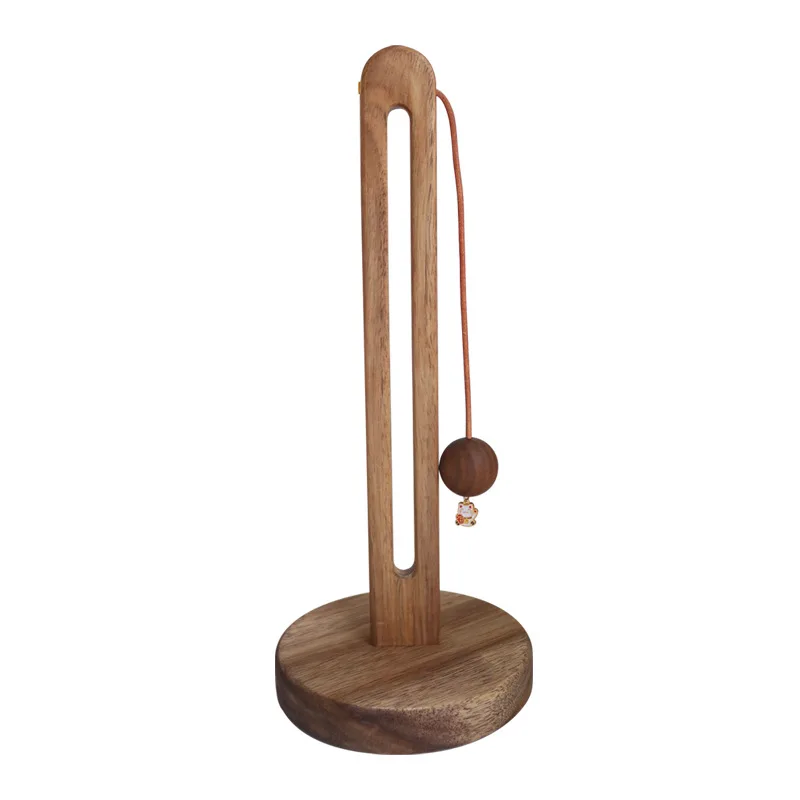 Solid wood paper towel rack Kitchen perforation-free roll paper storage rack cloth plastic wrap bag vertical storage rack 5