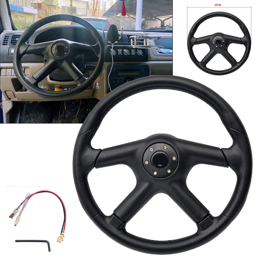 Universal-350mm-Racing-Steering-Wheel-14Inch-Drift-PU-Skidproof-Auto ...