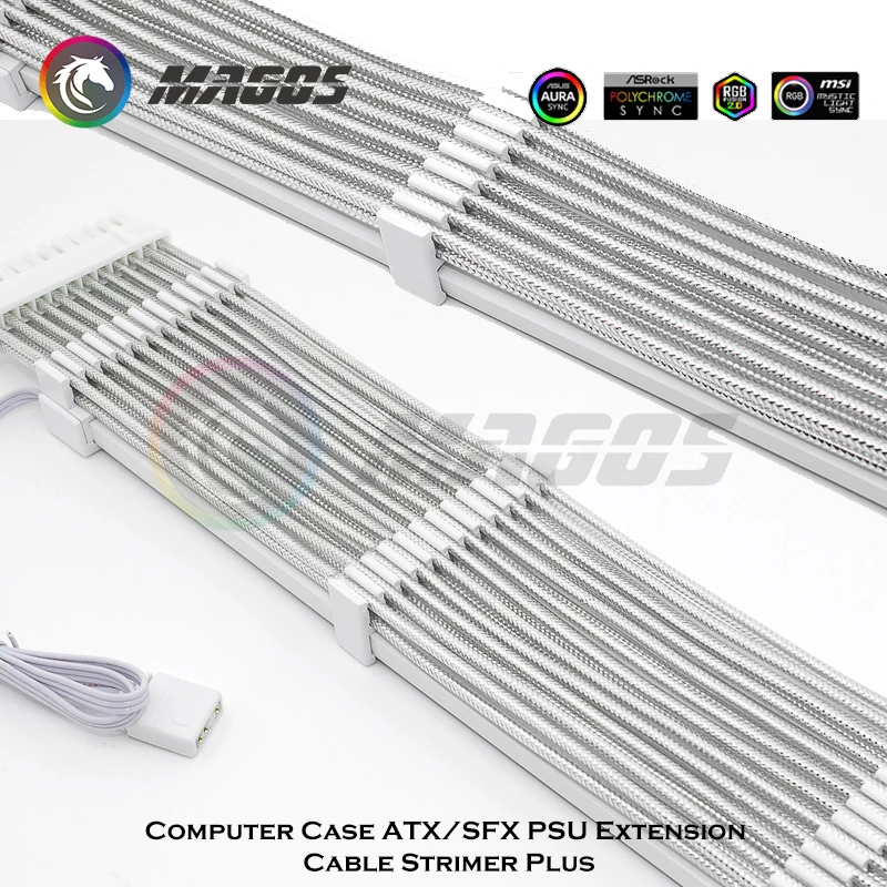 Cabo de Extensão Gpu Argb Plus Rainbow Neon Line Led Light Cover Atx 24pin 8pin Extensor 3x8pin Cabo Não Lian li Stimer Plus - Imagem 5