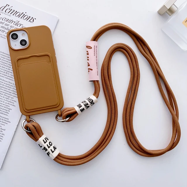 Luxury Card Holder Lanyard Silicone Phone Case For iPhone 14 13 12 11 Pro  XS Max SE XR X 8 7 Plus Ultra-thin Necklace Rope Cover - AliExpress