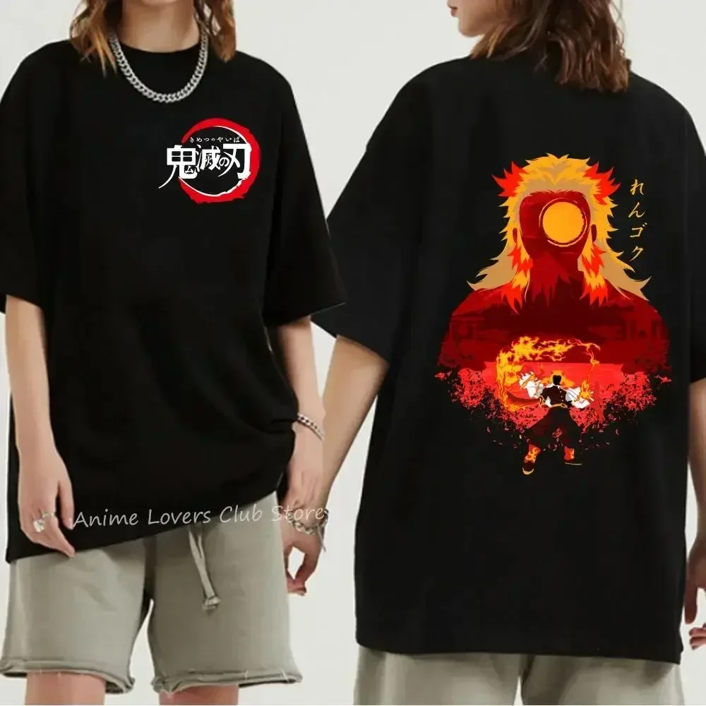 Demon Slayer Men's Print T-Shirt Short Sleeve Crew Neck Shirt Japanese Anime Oversize Fashion Graphic T Shirts Men Clothing 3