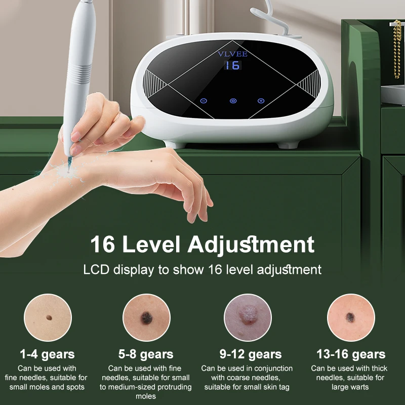VLVEE 16 Levels LCD Facial Mole Removal Beauty Device Laser Plasma Pen Facial Beauty Instrument Remover warts Dark Spot Nevus Skin Tag Laser Plasma Pen Home Use