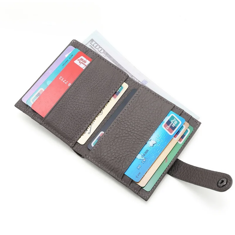 GENODERN Short Coin Purse Genuine Leather Multi-Card-Slot Mini Card Holder
