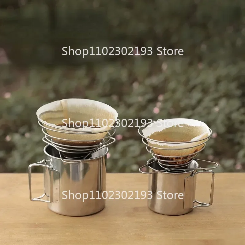 Folding Outdoor Coffee Filter Holder Reusable Coffee Filters Dripper Baskets Camping Picnic Tableware