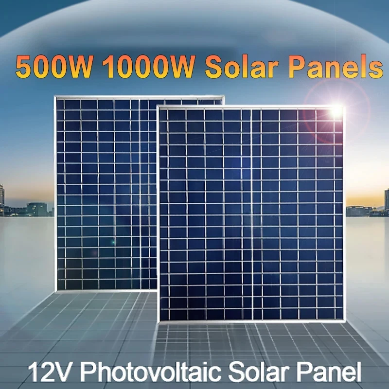 1000W 500W 12V photovoltaic solar panel kit 100A controller solar panel charger, suitable for fast batteries in homes/camping/RV