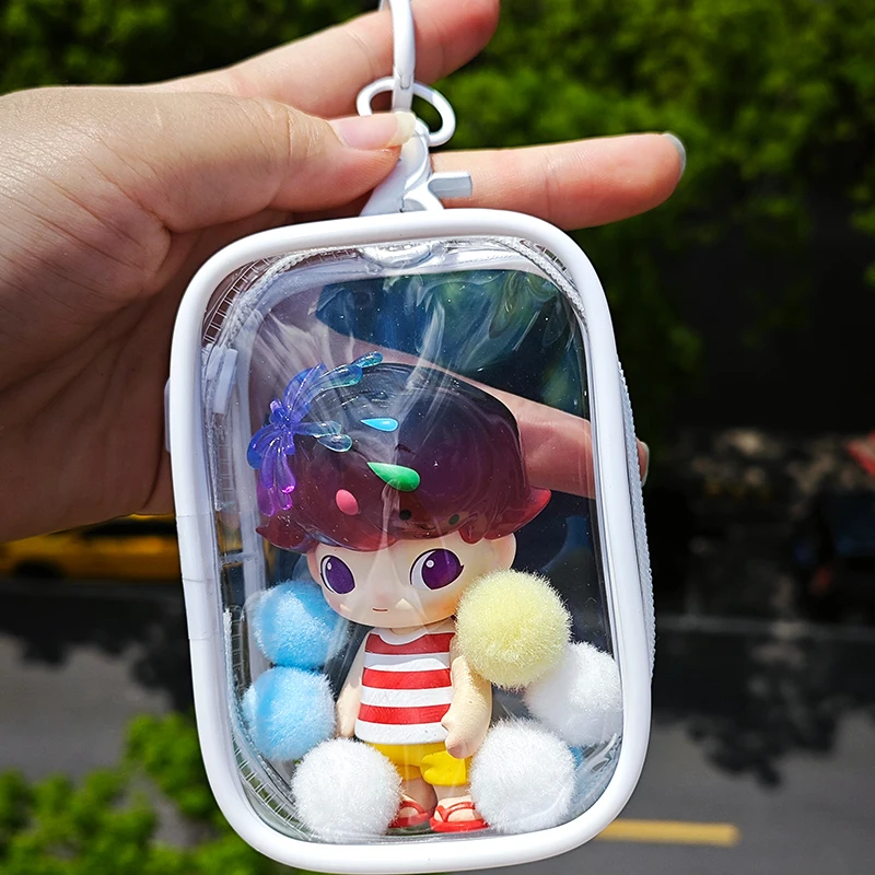 Clear Outdoor Bag Mini Transparent Storage Pouch Girl Shopping Protector Case For Small Little Nendroid Figure Plushy AC Toys clear doll bag transparent mini girl kawaii outdoor pouch for anime cartoon nendoroid dolls pop mart ob11 bjd diy little figure