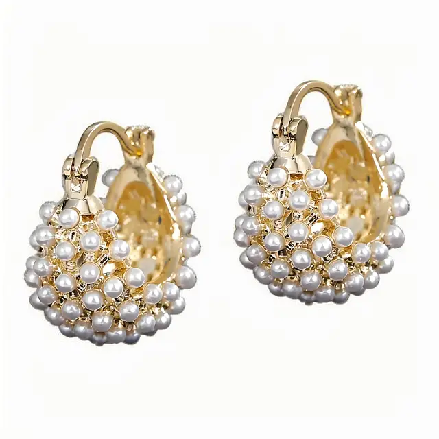 Premium Luxury Dangle Earrings with Imitation Pearls Plated Posts Timeless Elegance Fashionable Ear Accent Jewelry - Image 6