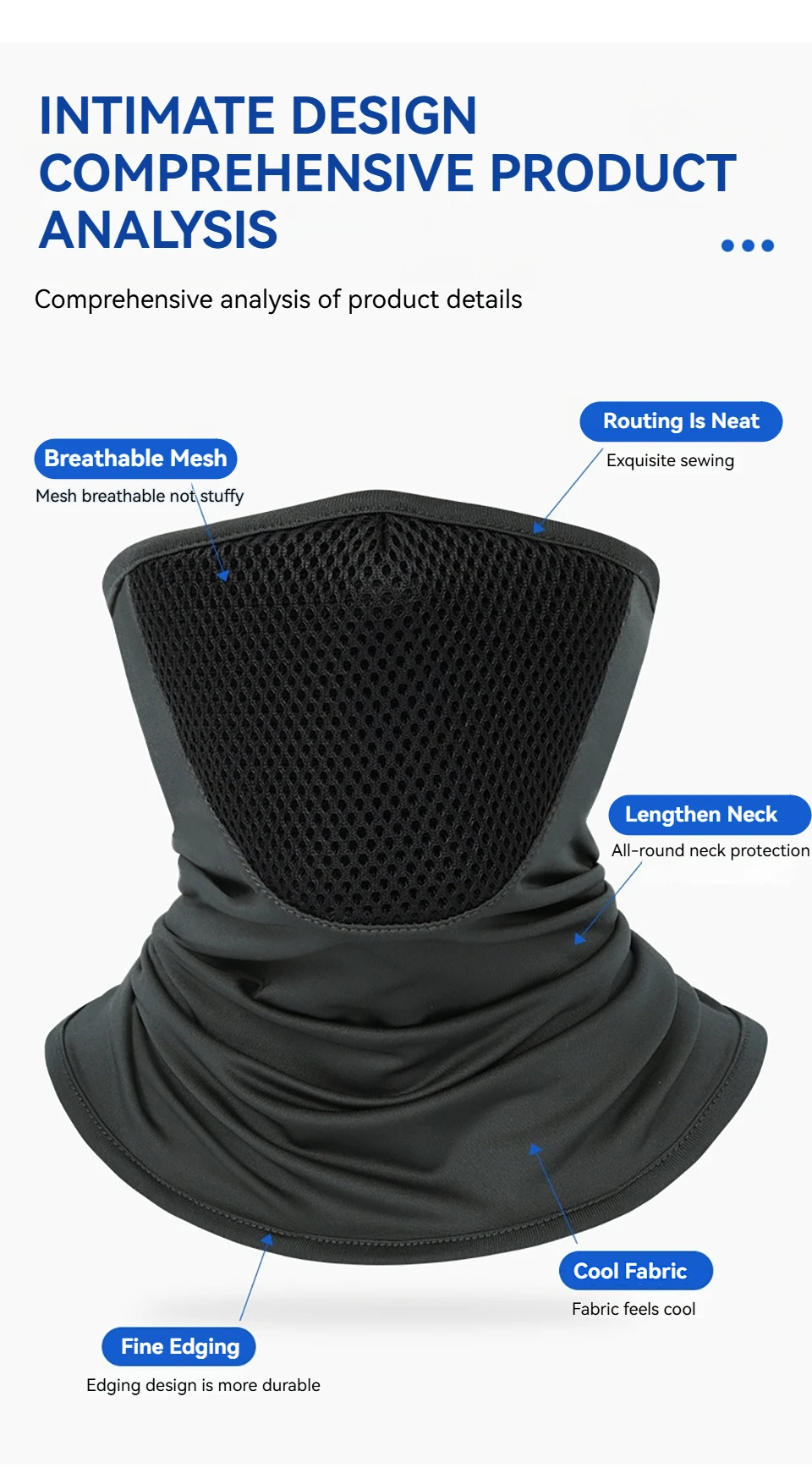 Sonnenschutz-Gesichtsmaske zum Radfahren, atmungsaktives Netz, schweißabsorbierend, schnell trocknend, kühlend, Wandern, Gesichtsbandana, Motorrad, Angeln, Gesichtsbedeckung – Detail 4
