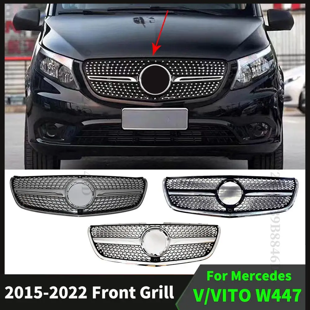 

Perfect Match Diamond Style Front Inlet Bumper Grille Hood Grill For Mercedes W447 Benz Vito V 2015-2022 Facelift Tuning Refit