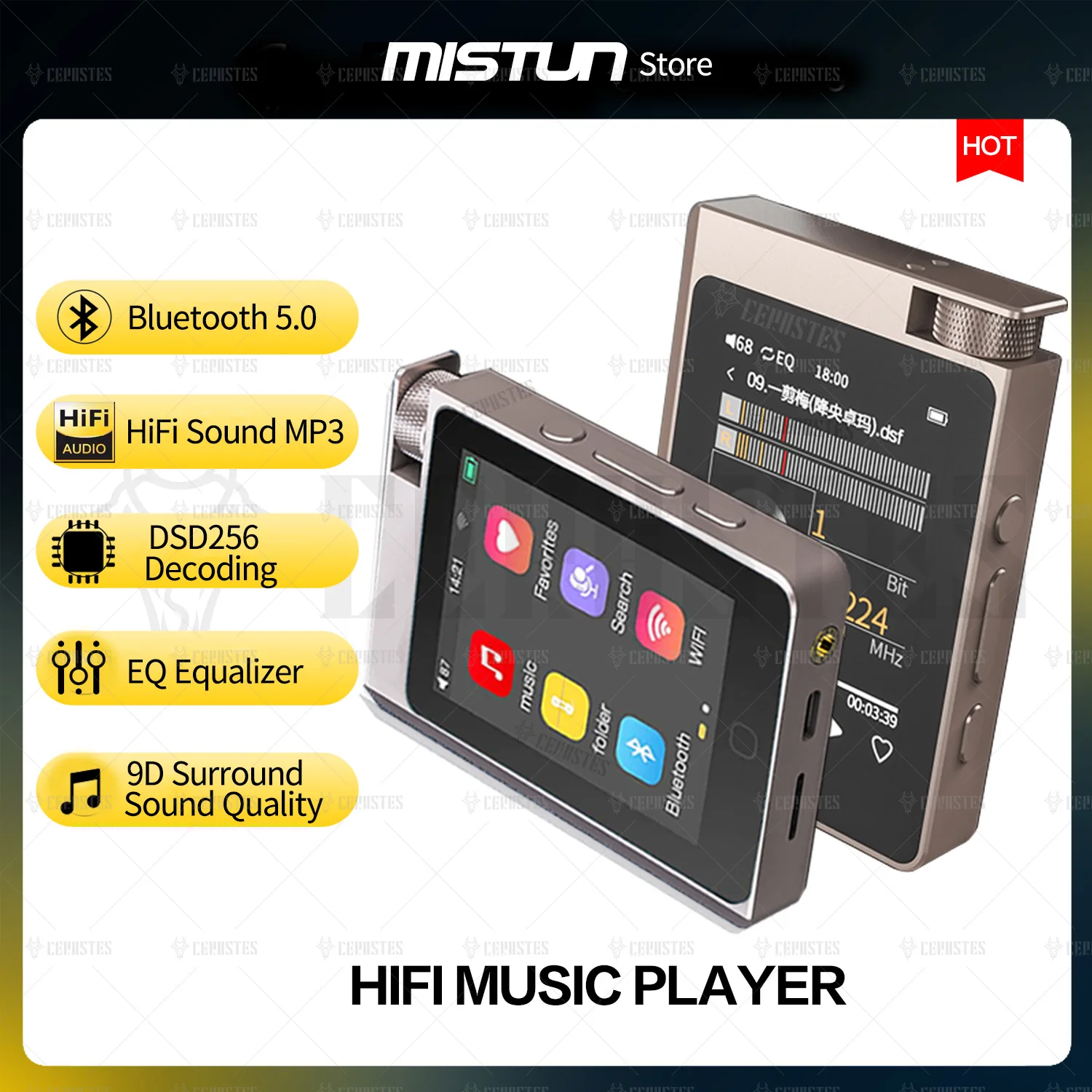 

Bluetooth 5.0 HiFi Lossless Music MP3 Player 16G Support EQ Equalization Adjustment MP3 Audio Player Mini Portable Sport Walkman